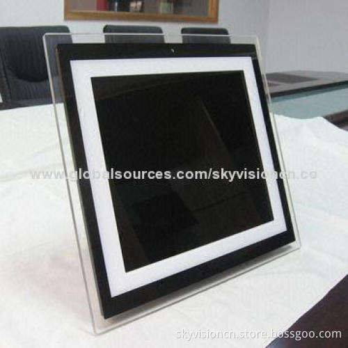 15-inch wooden digital photo frame, supports 1080p, wall mountable, auto-boot